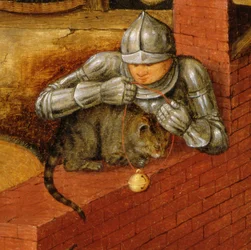 Ridder die een bel aan een kat hangt, detail van 